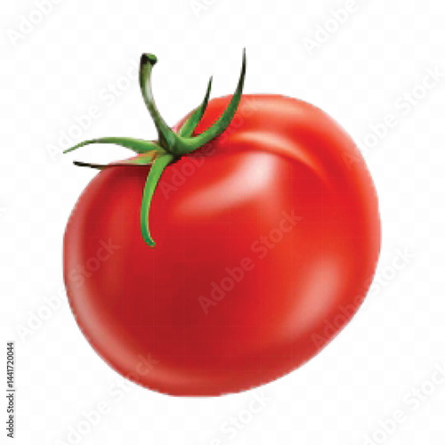 realistic 3d red tomato and slice isolated on  transparent background