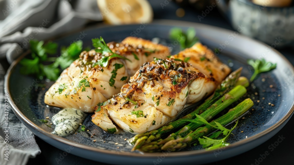 seared cod with asparagus and herbs seared cod with asparagus and herbs