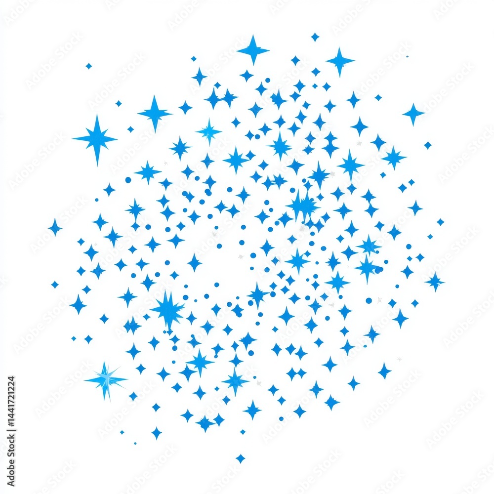 Obraz premium Abstract Burst of Light Blue Stars on White Background
