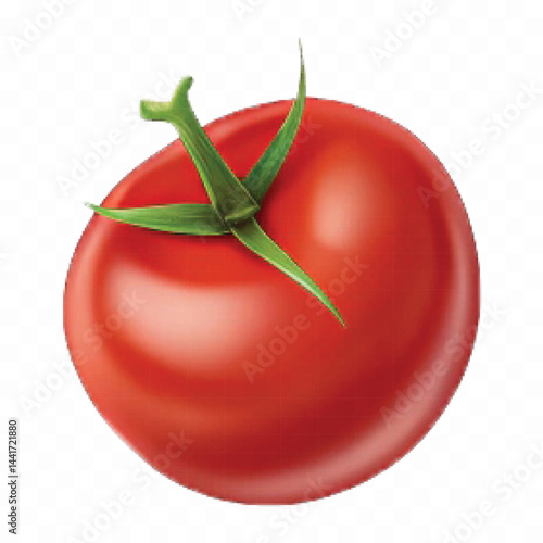 realistic 3d red tomato and slice isolated on  transparent background