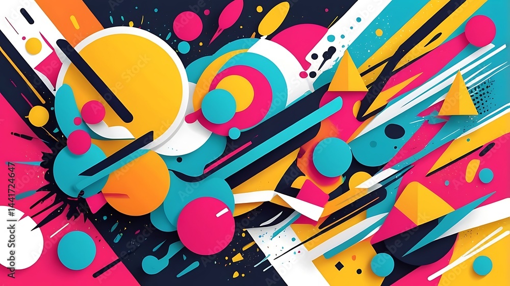 Pop art background vector with bright shapes and bold lines Pop art background vector with bright shapes and bold lines