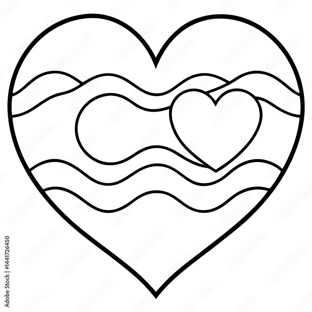 Waves curling into a heart outline Waves curling into a heart outline