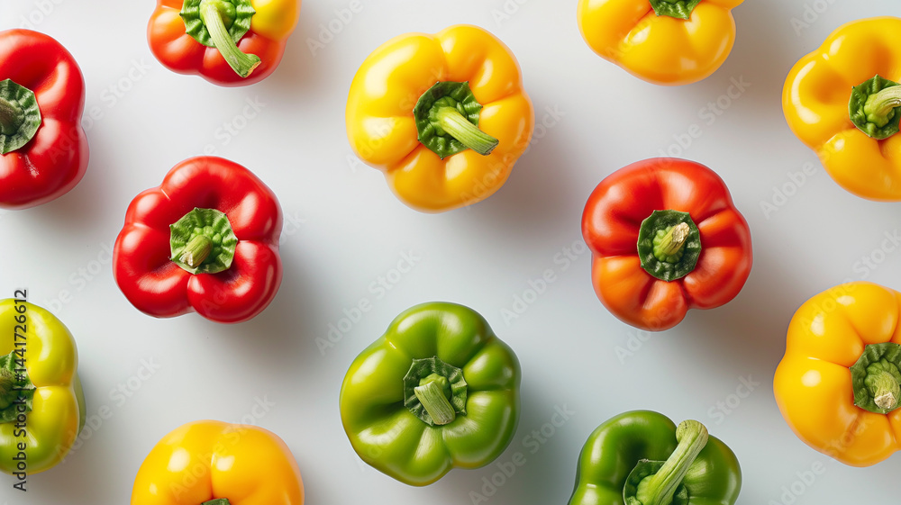 Vibrant paprika specks form a minimalist repeating motif on a white canvas