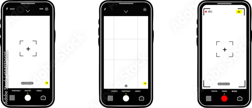 Smartphone Camera App UI – Vector Illustration of Photo & Video Interface for Mobile Photography and Media Application Design