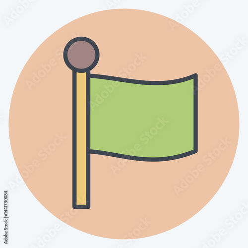 Icon Flag. related to Location symbol. color mate style. design editable