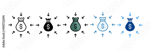 Revenue Stream  Icon Set Multiple Style Collection