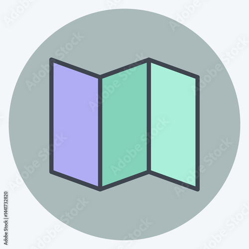 Icon Map. related to Location symbol. color mate style. design editable