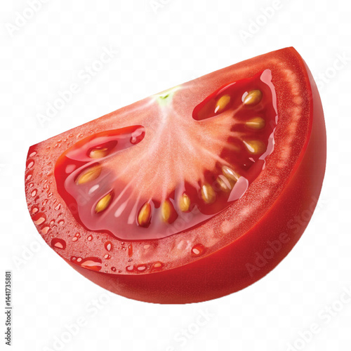 realistic 3d red tomato and slice isolated on  transparent background
