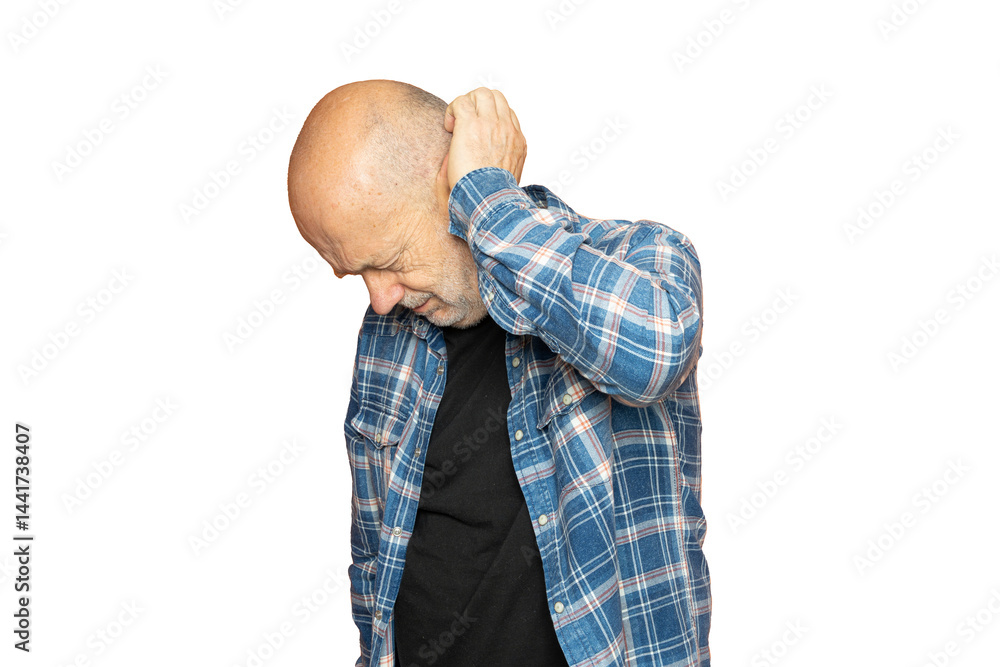 a worried man touching his head
