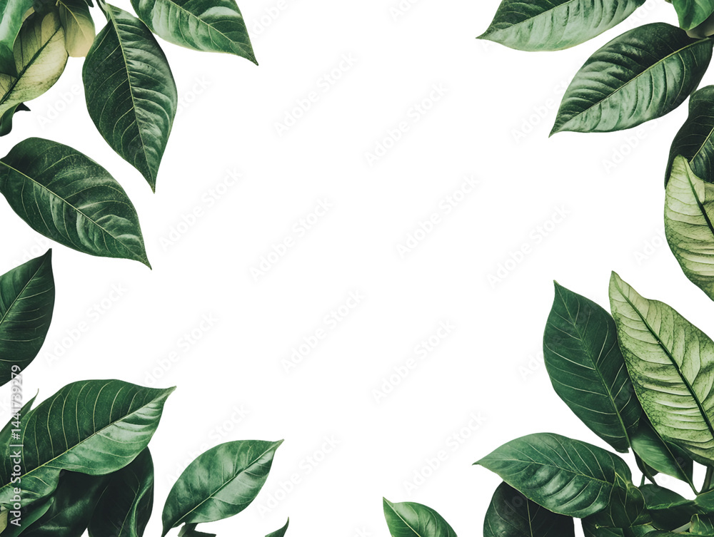 Lush Green Leaves Frame on Transparent Background, PNG Lush Green Leaves Frame on Transparent Background, PNG