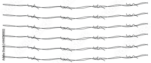 barbed wire, vector, silhouette, hand-drawn