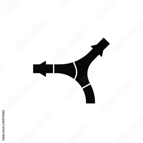Road fork arrow split decision direction choice guidance black silhouette vector