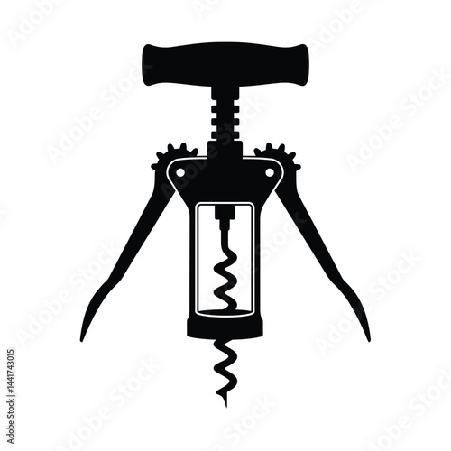 Corkscrew vector icon illustration black silhouette wine opener detailed design
