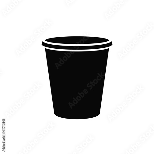 Black disposable cup vector icon for cafe food packaging design element