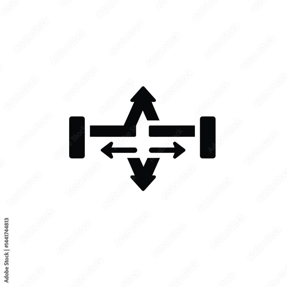 Fototapeta premium Directional flow concept black icon indicating choice strategy opportunity