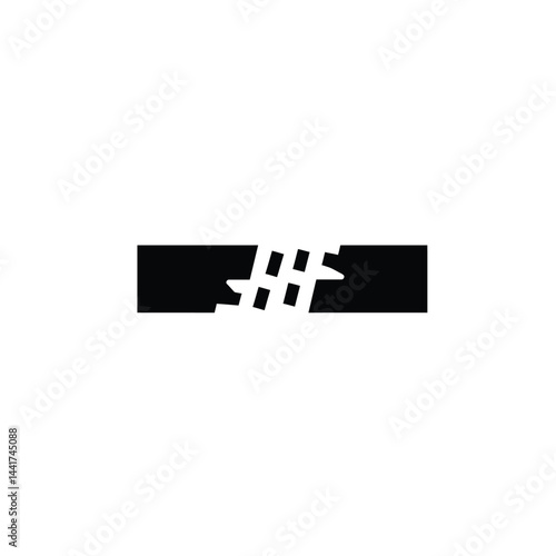 Abstract black and white horizontal bar design with intersecting lines