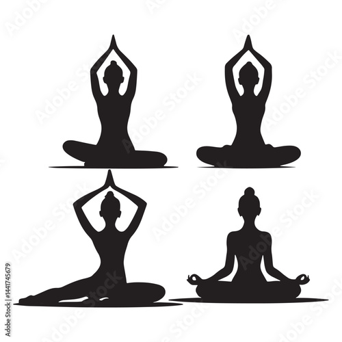 Seated Yoga Silhouettes – Meditation and Serenity Poses