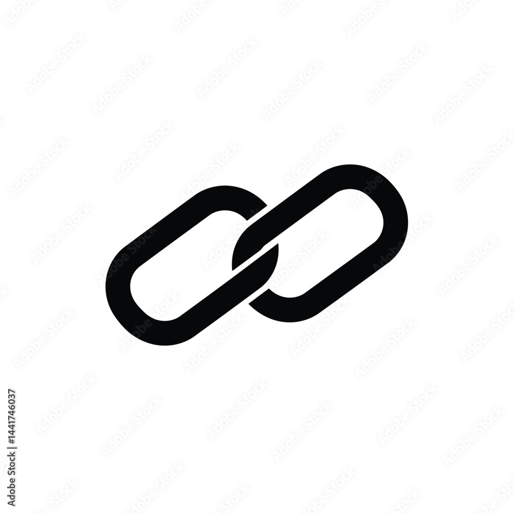 Simple black chain link illustration symbolizing connection and strength on white background Simple black chain link illustration symbolizing connection and strength on white background