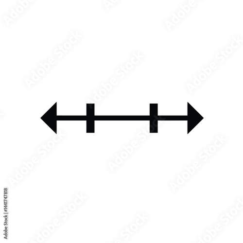 Arrow line with dividing marks simple vector symbol illustration isolated