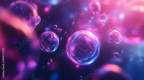 Wallpaper Mural Two Shiny Spheres in a Purple and Pink Bokeh Background. Torontodigital.ca