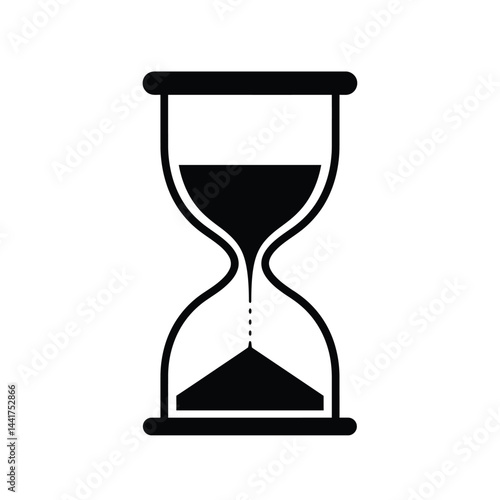 Black and white simple hourglass icon demonstrating the passage of time