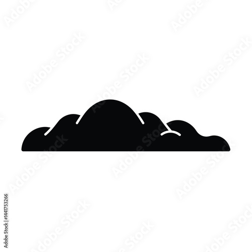 Simple black silhouette of a cumulus cloud atmospheric sky element isolated