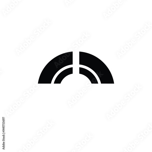 Minimalist black arc design element on white background for creative projects