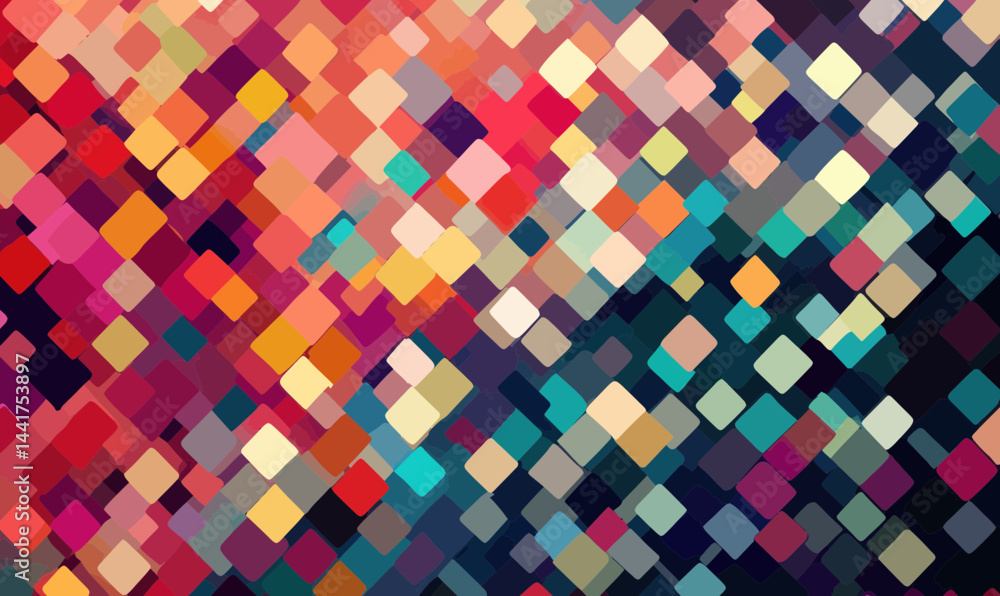 Vibrant Abstract Geometric Mosaic with Colorful Spotted Pixels for Modern Design Vibrant Abstract Geometric Mosaic with Colorful Spotted Pixels for Modern Design