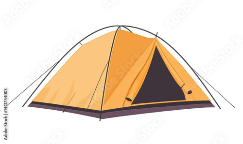 Minimalist Orange Tourist Tent Isolated on White Background in SVG Vector Style Illustration