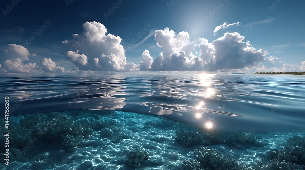 Obraz premium Tropical beach adventure at a sunny tropical paradise ocean photography of bright ocean and turquoise water under a clear blue sky