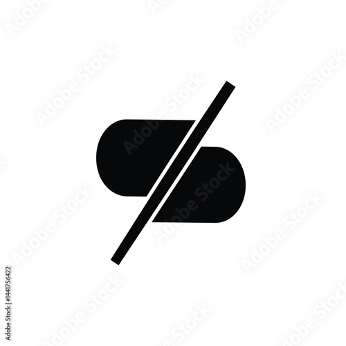 Black forbidden pill icon signifying restriction or prohibition concept for healthcare