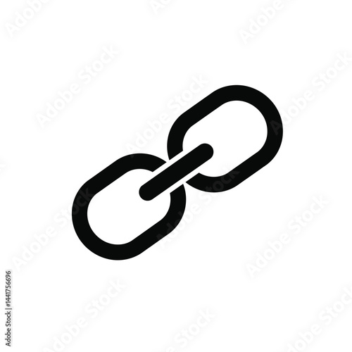 Black outline simple chain link graphic design element on white background