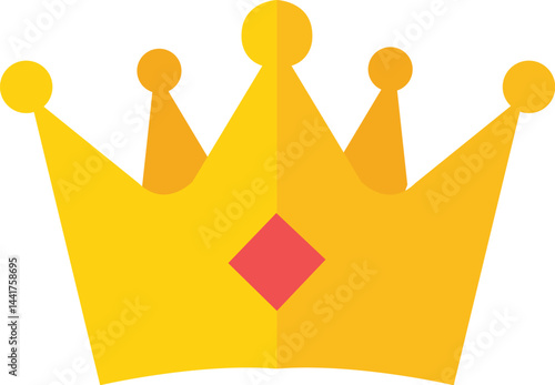 A flat vector illustration of golden crown isolated on white background.