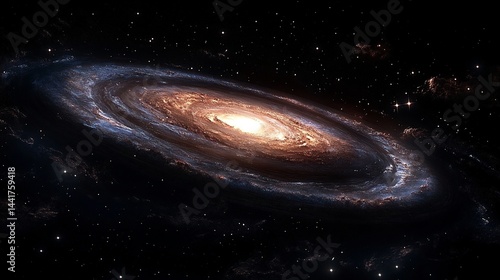 A cosmic storm with massive lightning bolts illuminating a swirling vortex of gas and dust in deep space