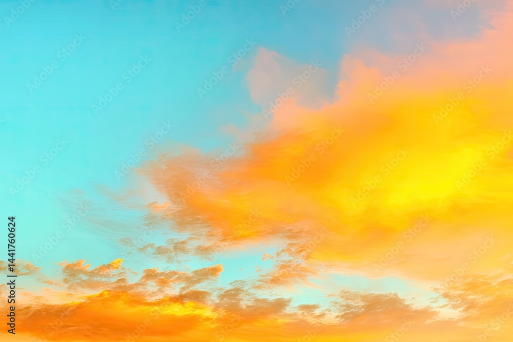 Vibrant sunset sky with clouds