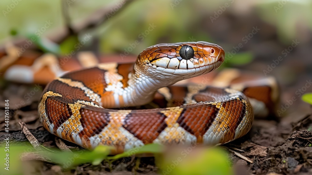 Fototapeta premium Captivating paradise tree snake in lush jungle habitat nature photography serene environment close-up view