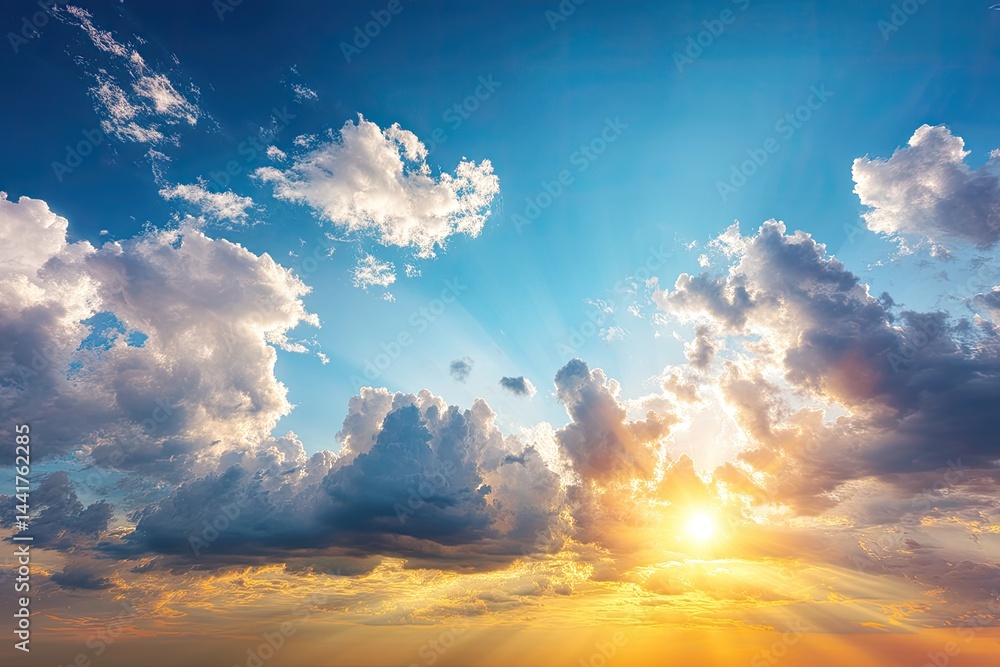 Dramatic sunset sky with clouds