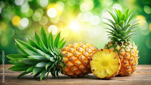 Bokeh Pineapple Photography: Slices, Leaves, White Background, Juicy Fruit, Tropical, Summer, Delicious