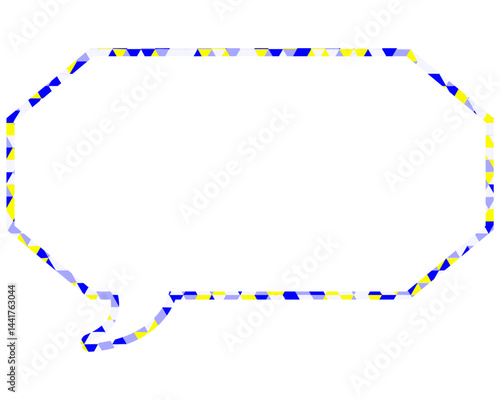 ステンドグラス風吹き出し　三角形模様　細長い八角形