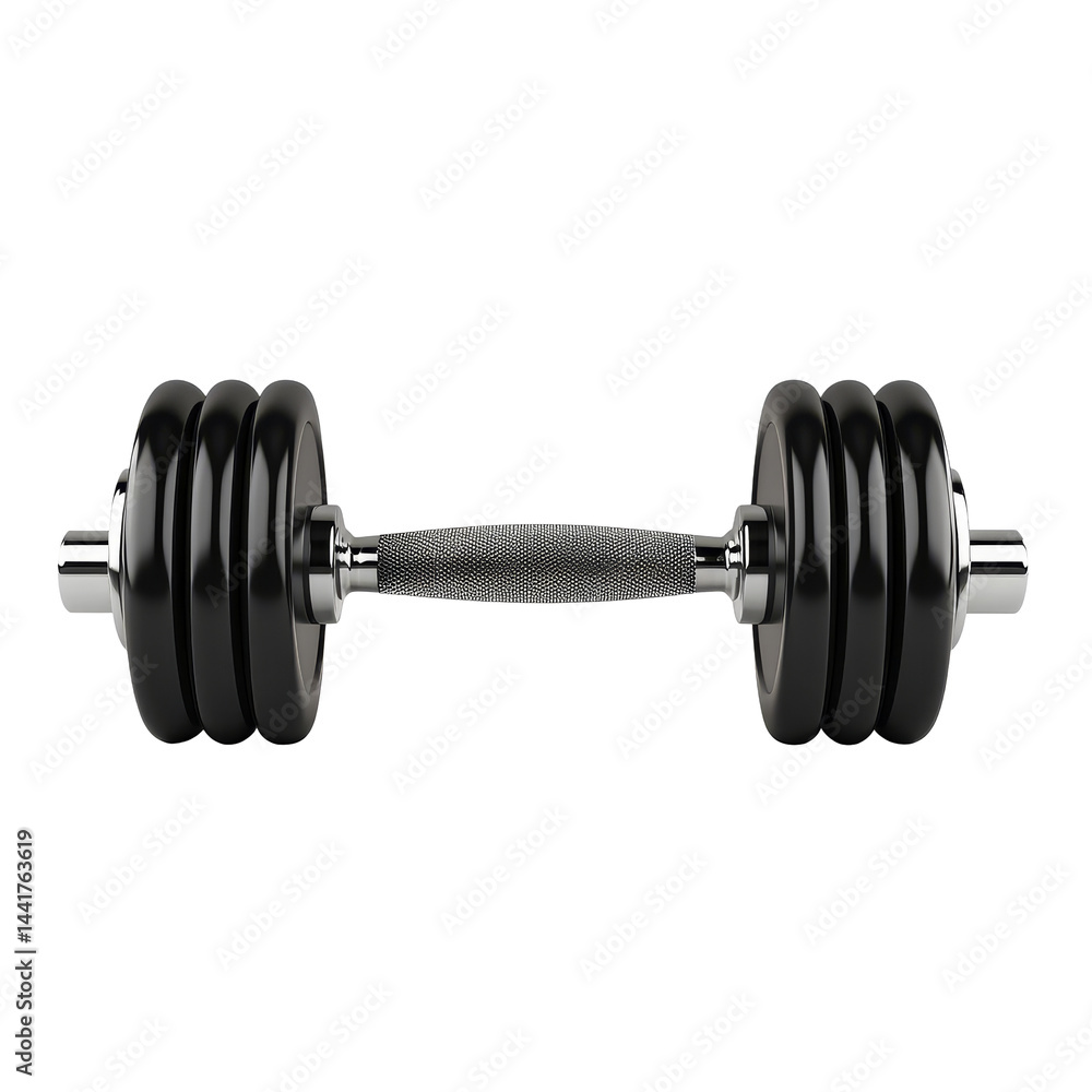 Naklejka premium Black dumbbell weights for fitness training on a transparent background showcasing home workout essentials, Dumbbells, Weights, Fitness Equipment, Isolated on transparent background Background