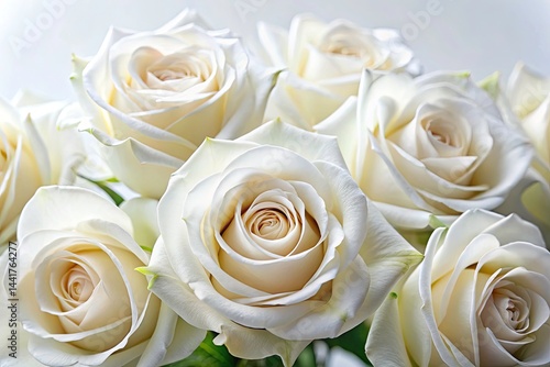 Elegant White Roses, Pure White Background, Still Life Photography, Food Photography, Floral Arrangement, Minimalist Food Styling