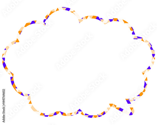 ステンドグラス風吹き出し　三角形模様　丸みのある雲形