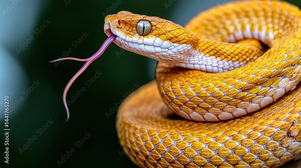 Obraz premium Malayan pit viper coiled in nature close-up photography tropical environment captivating viewpoint serpent concept
