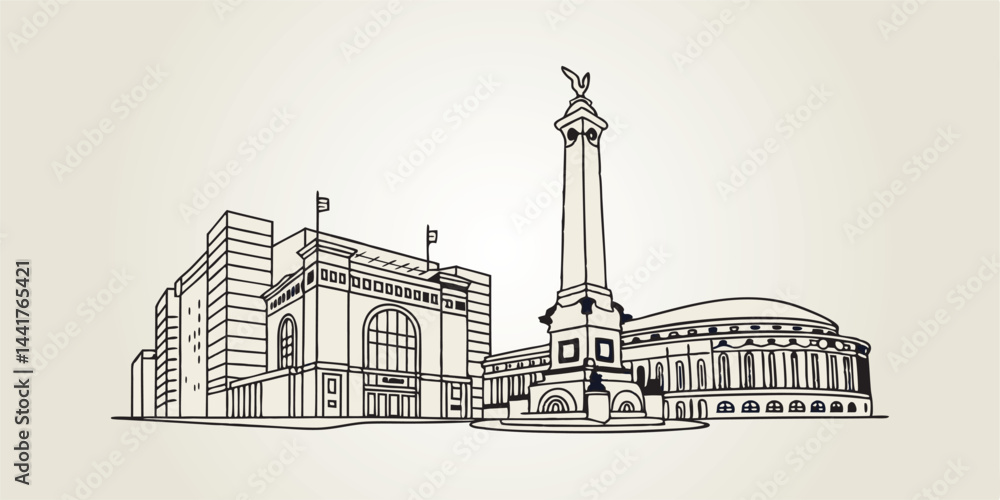 Fototapeta premium Indianapolis skyline. Vector art