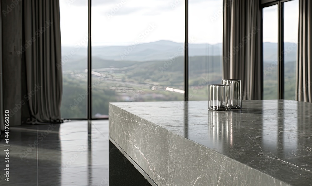 Modern kitchen countertop with panoramic views (1)