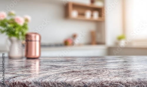 Obraz na płótnie Kitchen countertop with blurred background (1) w salonie