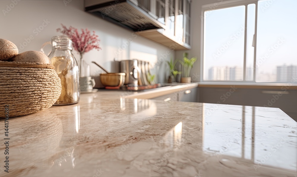 Modern kitchen countertop, light and airy