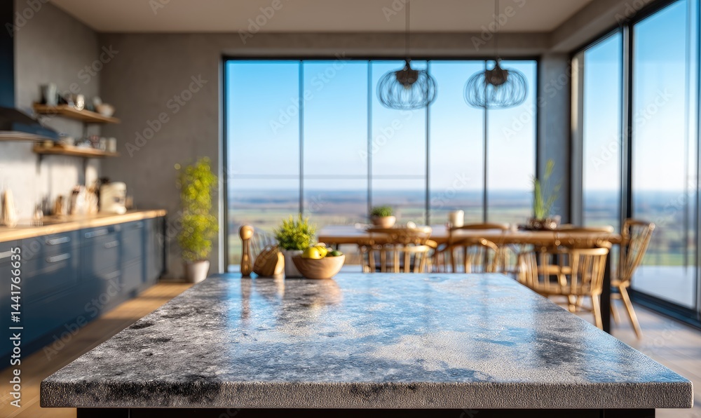 Modern kitchen with panoramic view