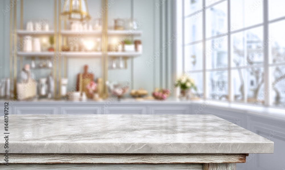 Light Gray Marble Tabletop in Cafe
