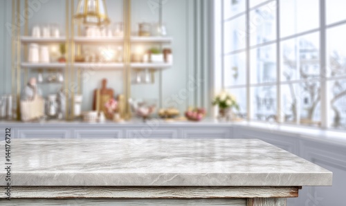 Obraz na płótnie Light Gray Marble Tabletop in Cafe w salonie